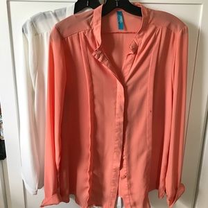 TWO polyester blouses